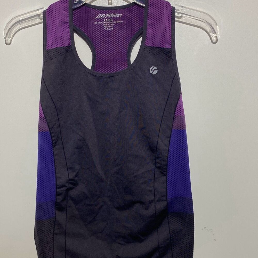Life Fitness LF Women's Multicolor Racerback Mesh Scoop Neck Tank Top Large‎